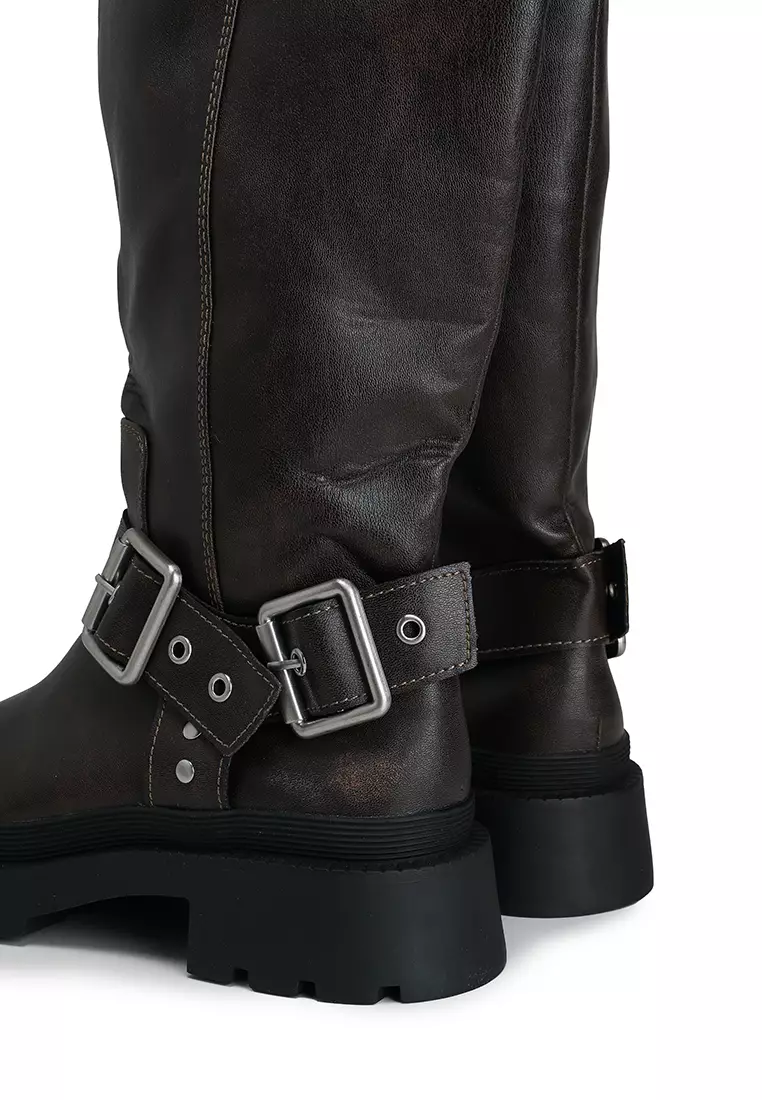 ZARA Buckled Biker Boots 2025 | Buy ZARA Online | ZALORA
