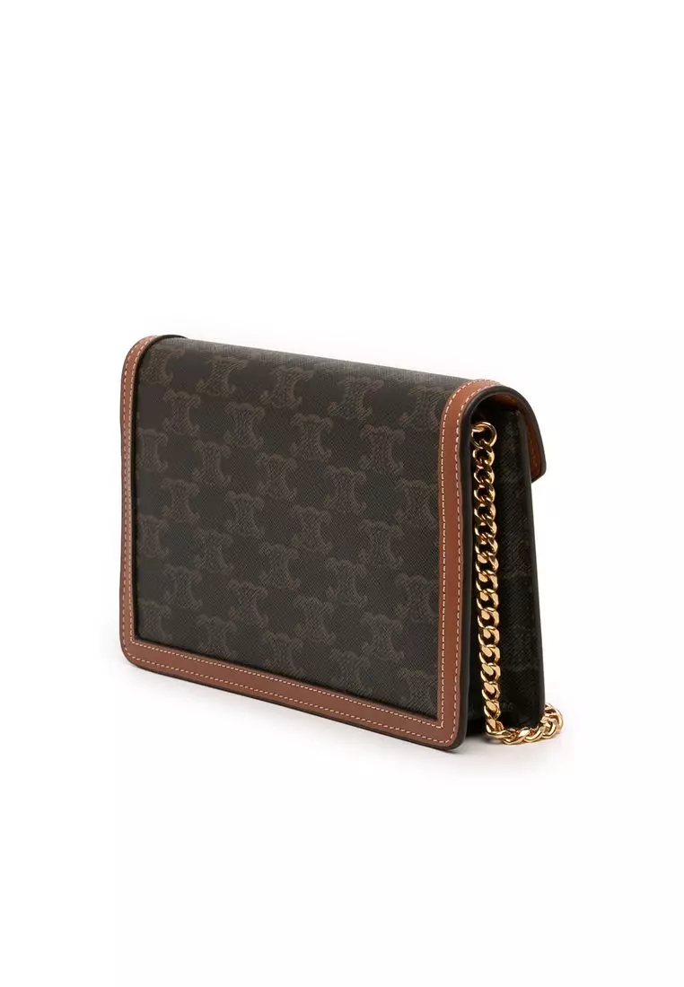Pre-Loved Celine Triomphe Coated Canvas Margo Wallet On Chain