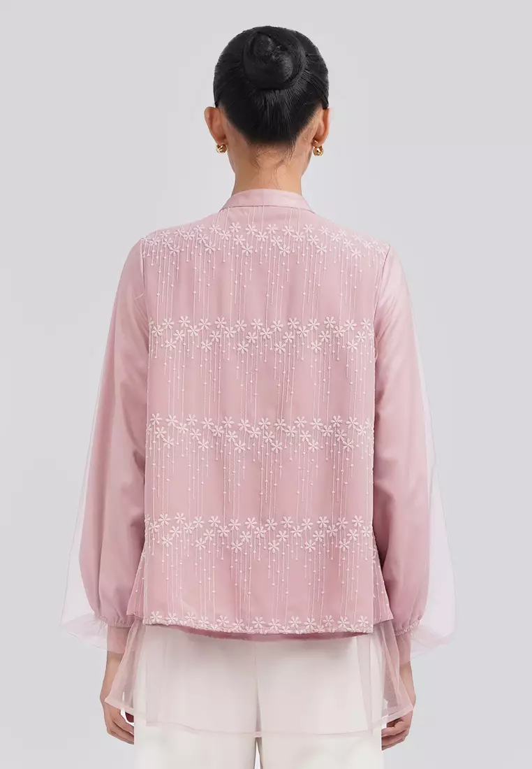 Mandarin Collar Embroidered Blouse