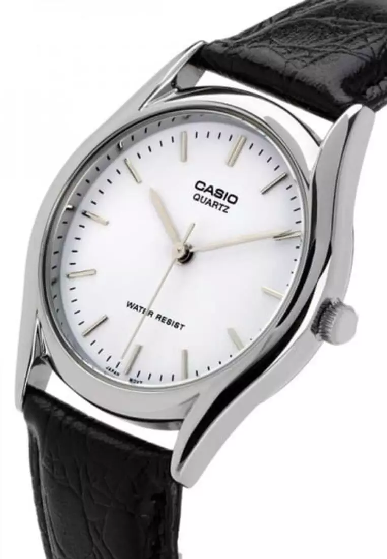 Women Analog Watch LTP-1094E-7BR Black Leather Strap