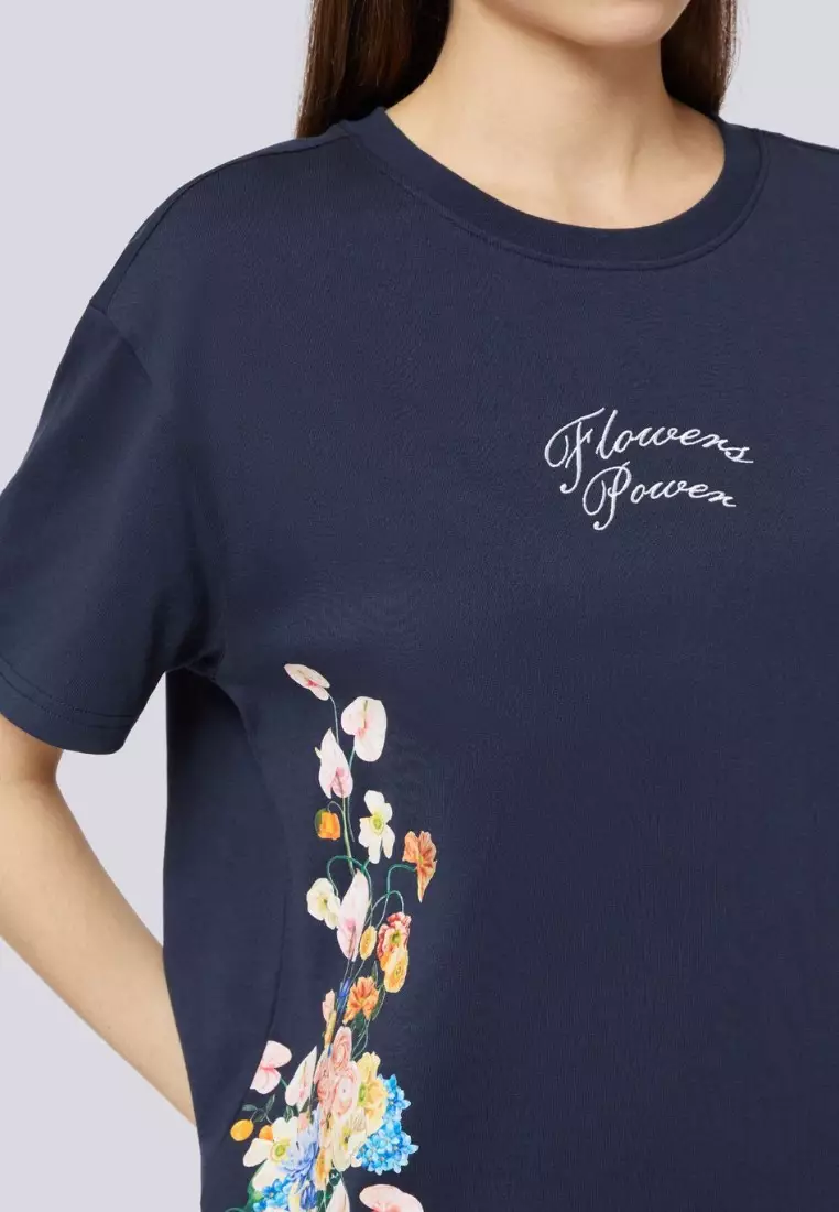 女裝花卉印花短袖T恤