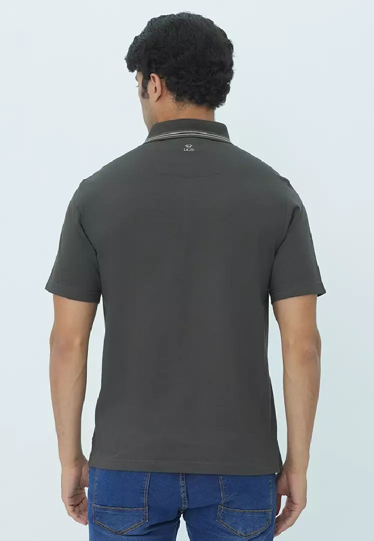 LGS - Kaos Polo - Single Pocket - Motif Kerah - Regular Fit - Abu - CWS.225.J3496.01.C