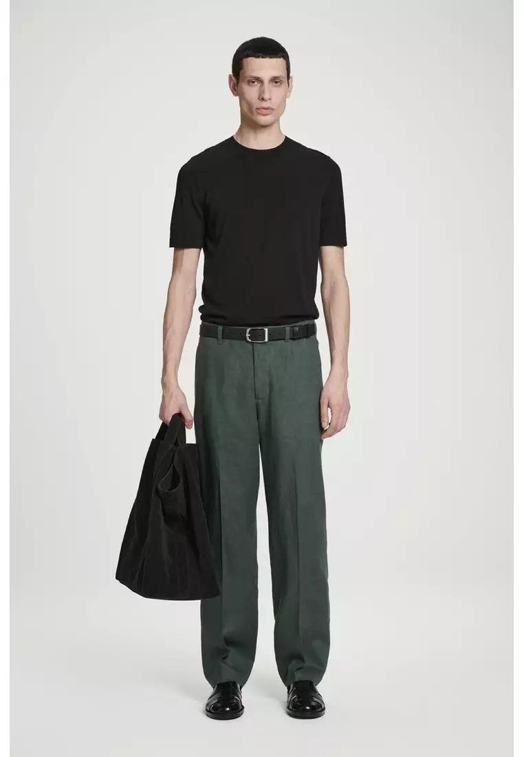 RELAXED LINEN TAPERED TROUSERS