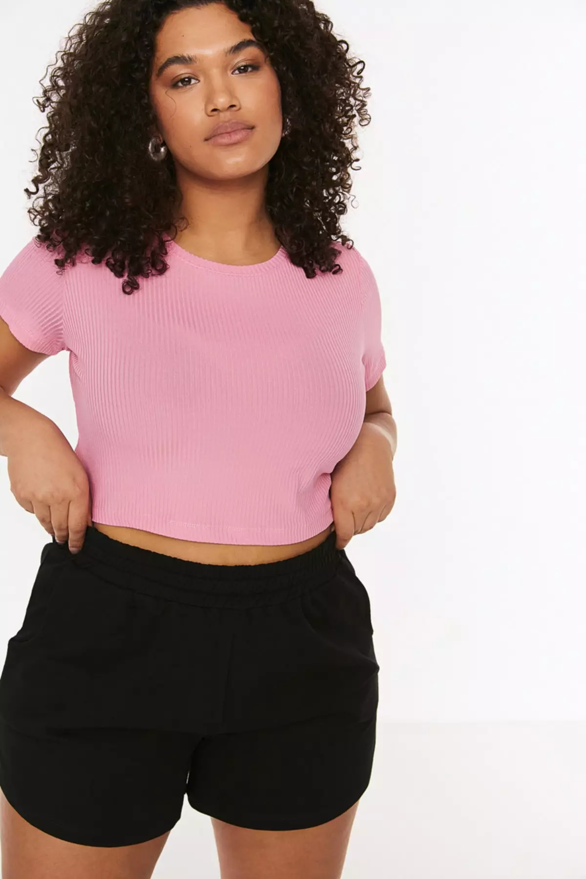 Plus Size Crop Knitted T-Shirt