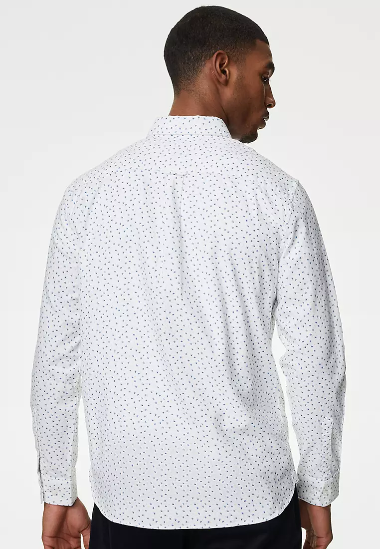 Easy Iron Pure Cotton Print Oxford Shirt