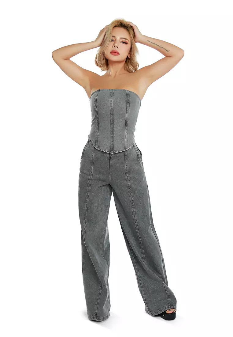 Bustier Corset Top in Grey
