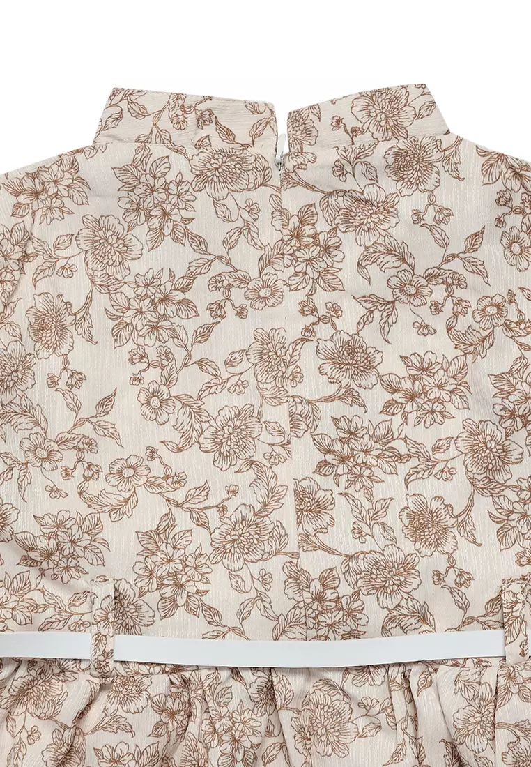 Dress Anak Perempuan Bunga Coklat With Belt - CUTE