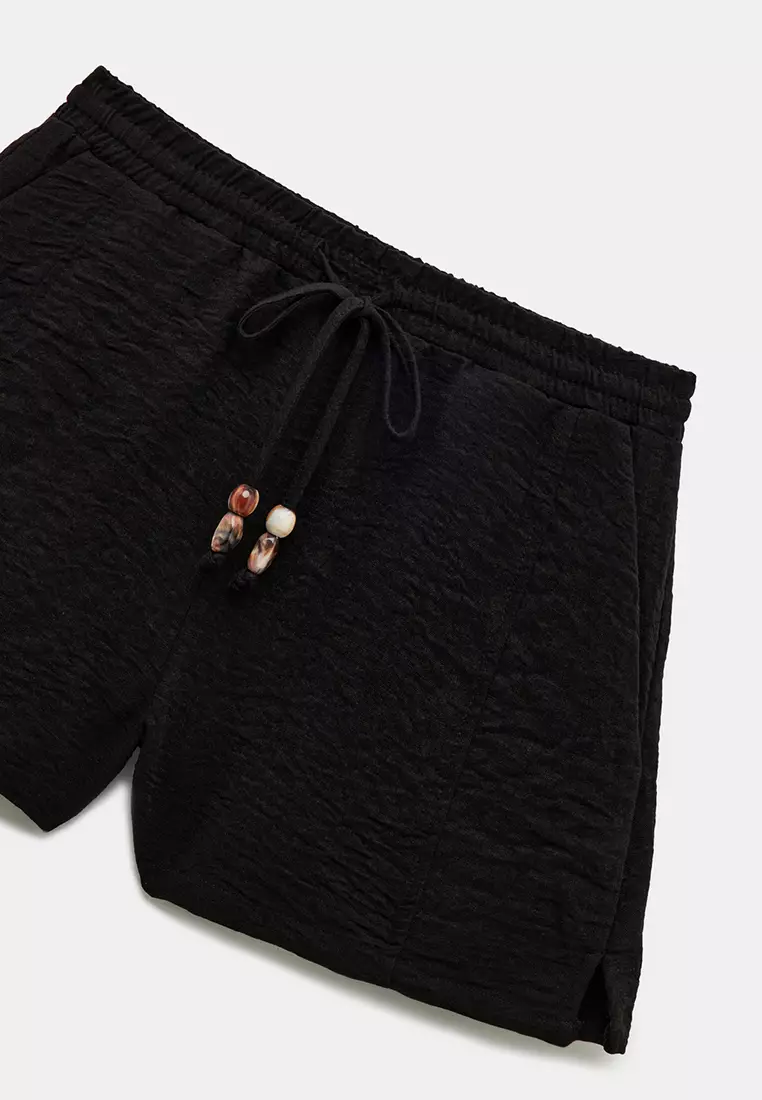 Tie Waist Textured Swim Shorts