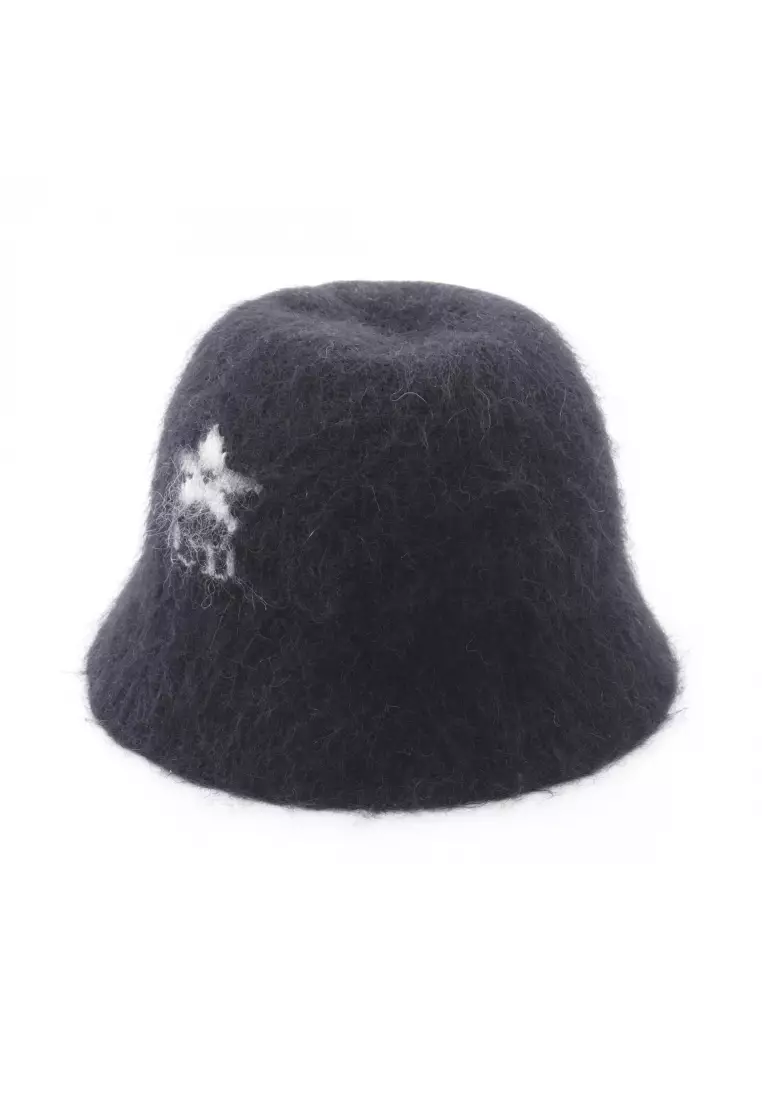 Pre-Loved Christian Dior CD logo bucket hat wool Nylon Mohair black white