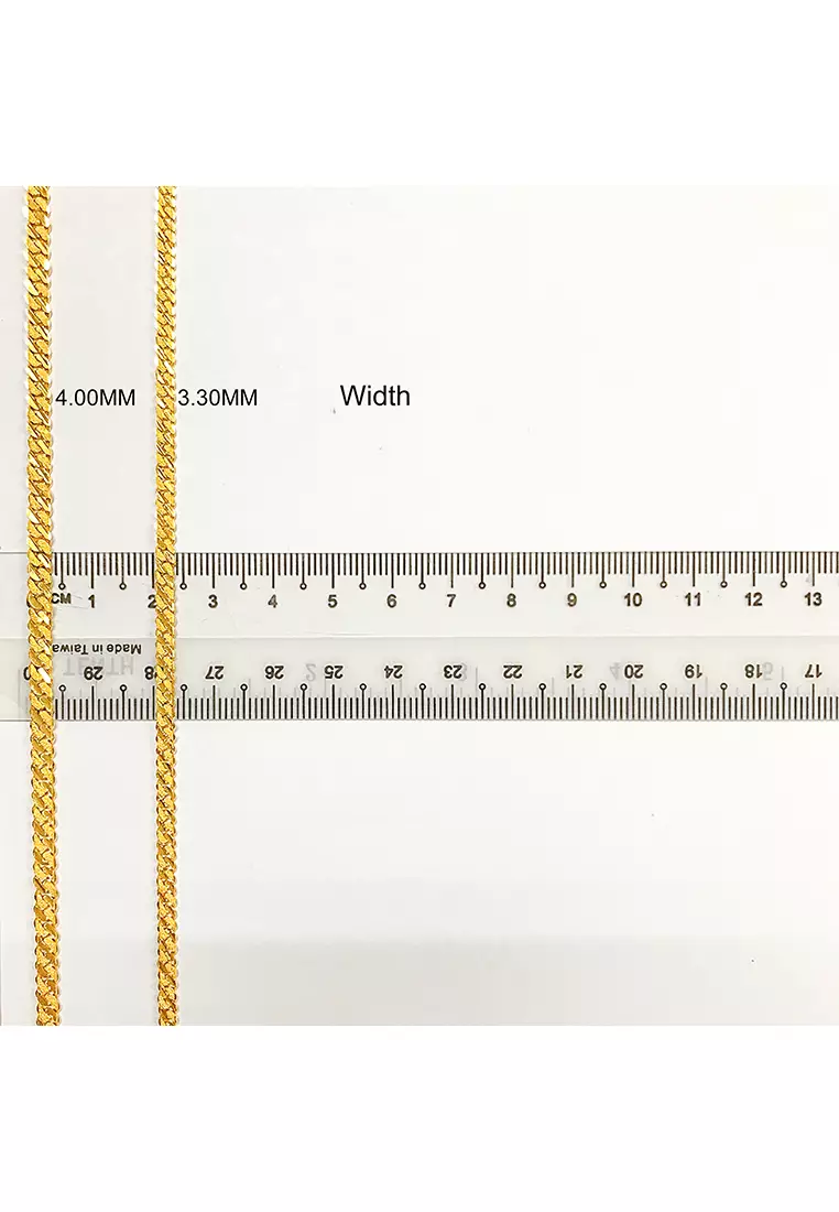 916/22K Gold Solid Sand Curb Necklace R010 (3.30MM, 45CM)