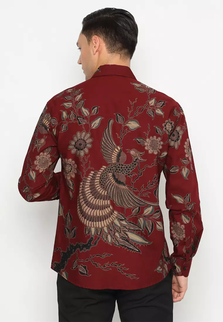 Kemeja Batik Pria Girindra - Maroon