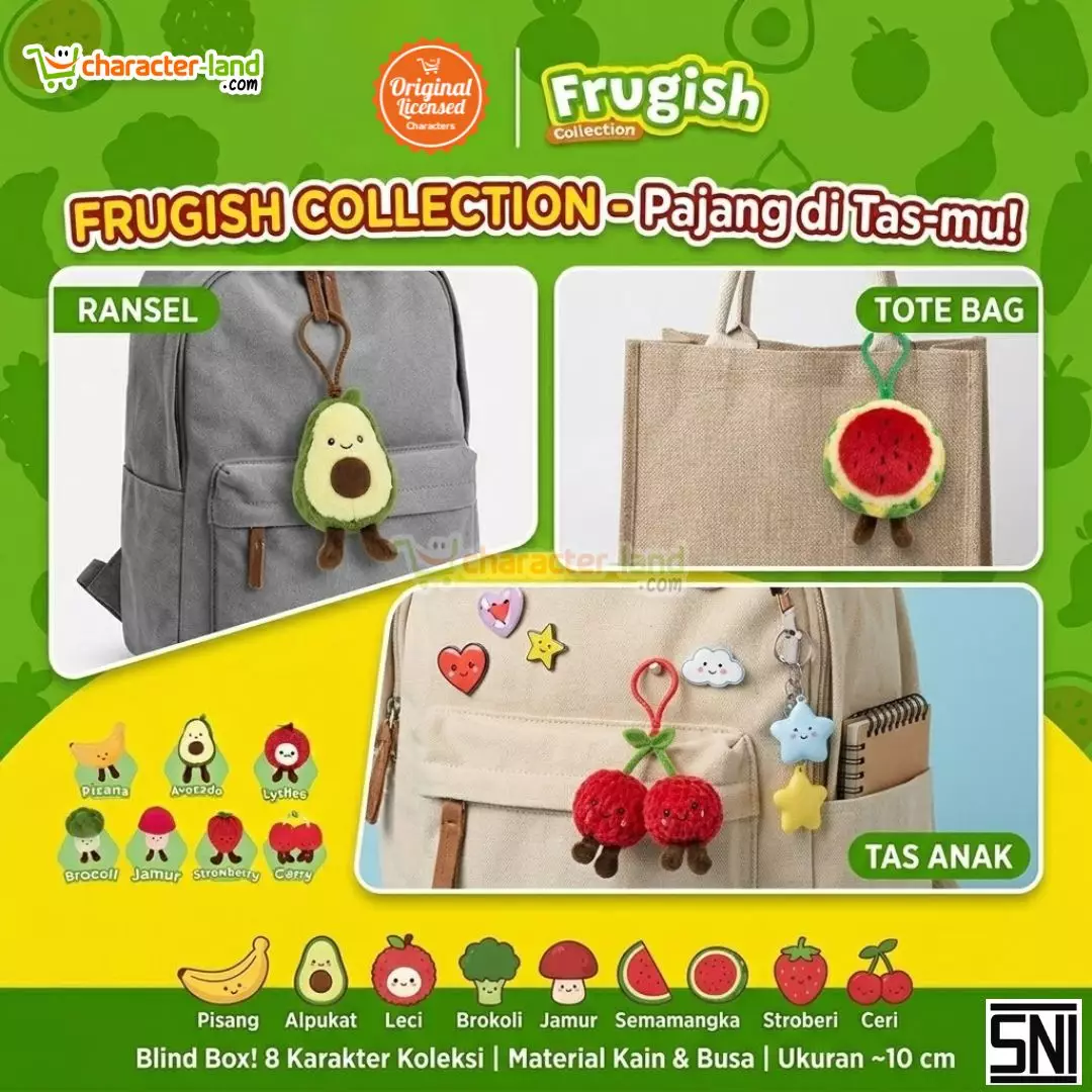 Mystery Blind Box Frugish Collection - Gantungan Kunci Tas Boneka Plush Buah Sayur Lucu 10cm