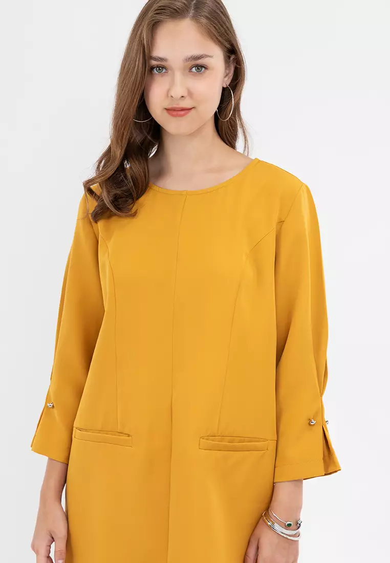 Delma Tucked Sleeves Dress