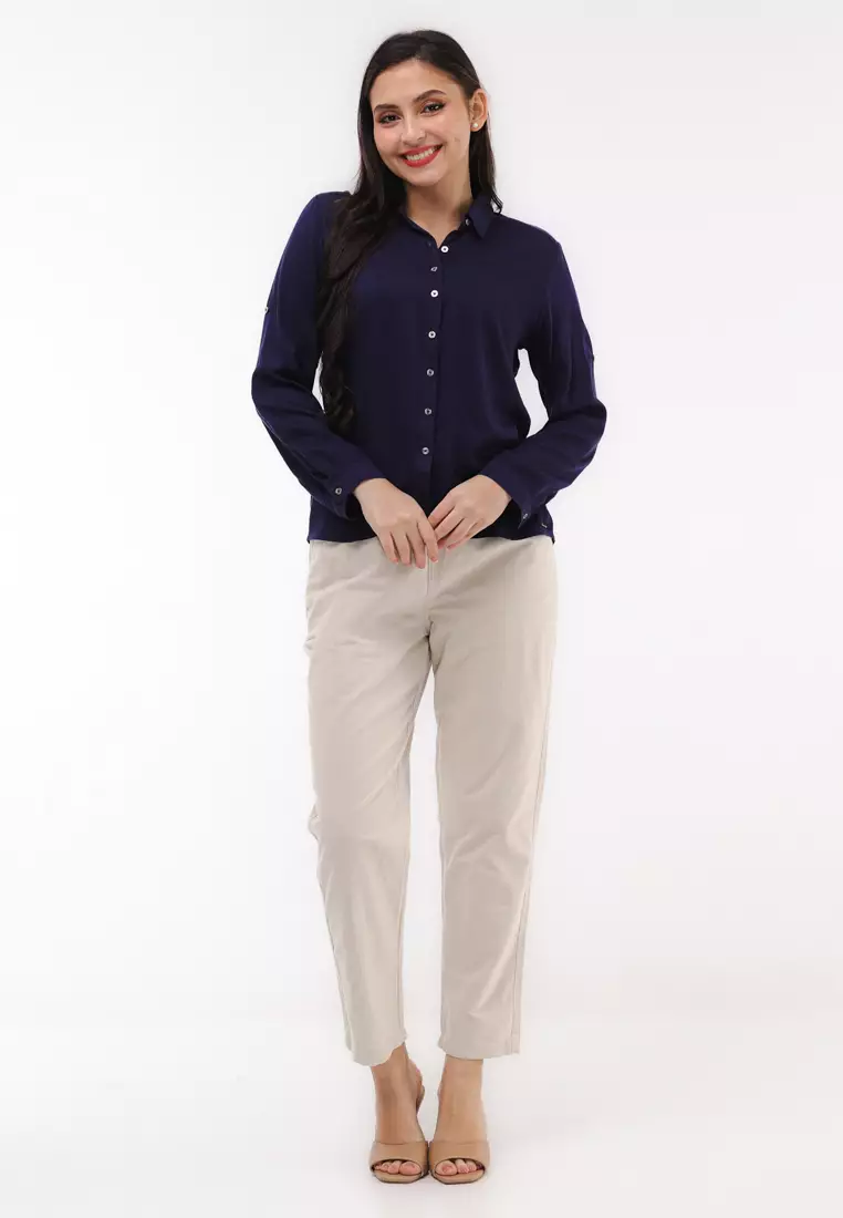 Single Twill Woven Long Sleeves Blouse