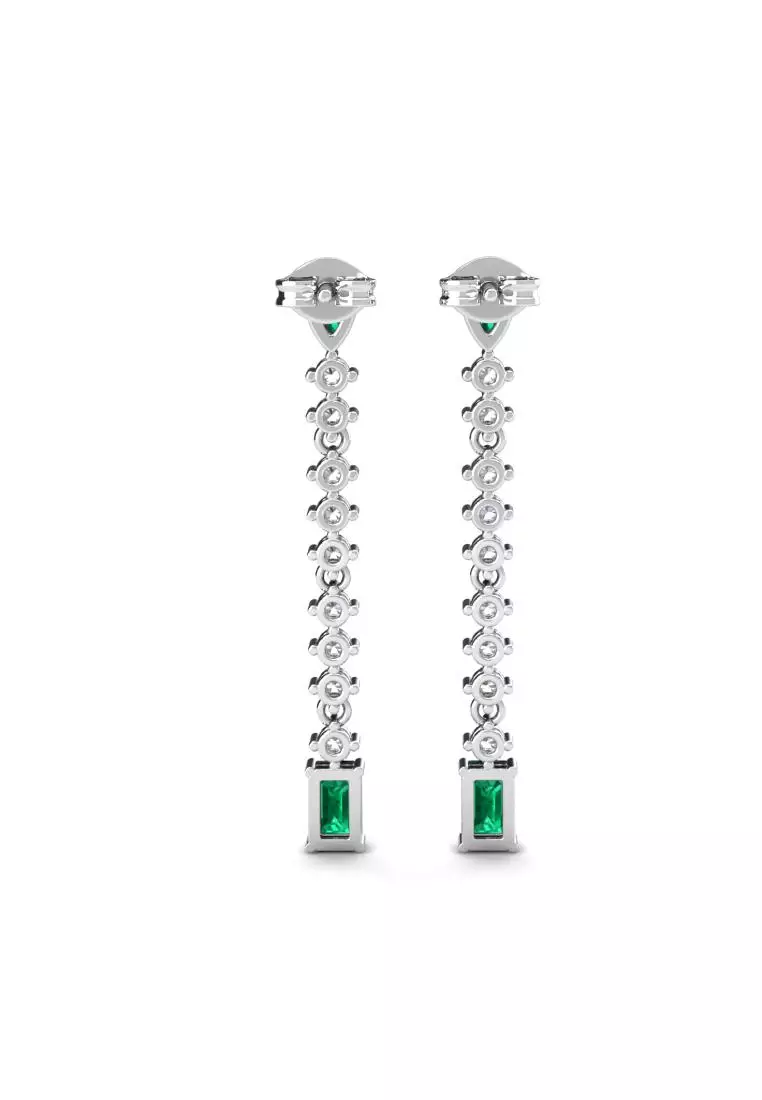 [ EMERALD COLLECTION ] Dangling Allure Emerald Earring WG S295 - Anting Emerald S925 by Her Jewellery