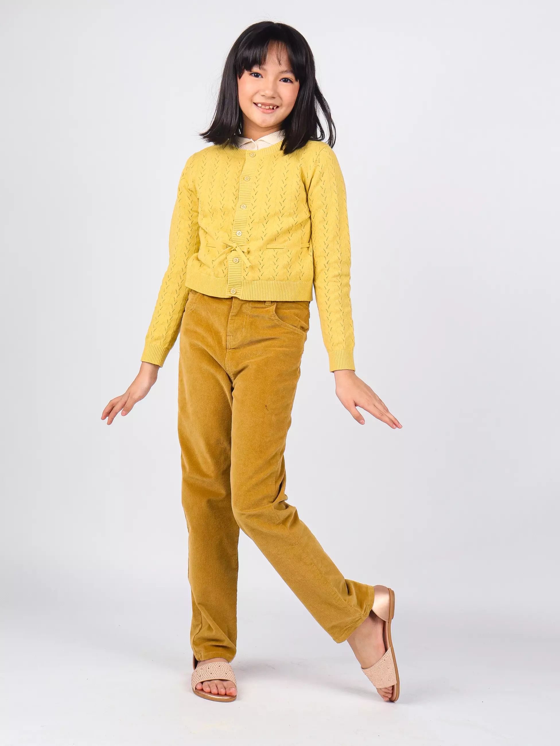 Gingersnaps Festive Retro Pants - Celana Panjang Anak Perempuan (Krem)
