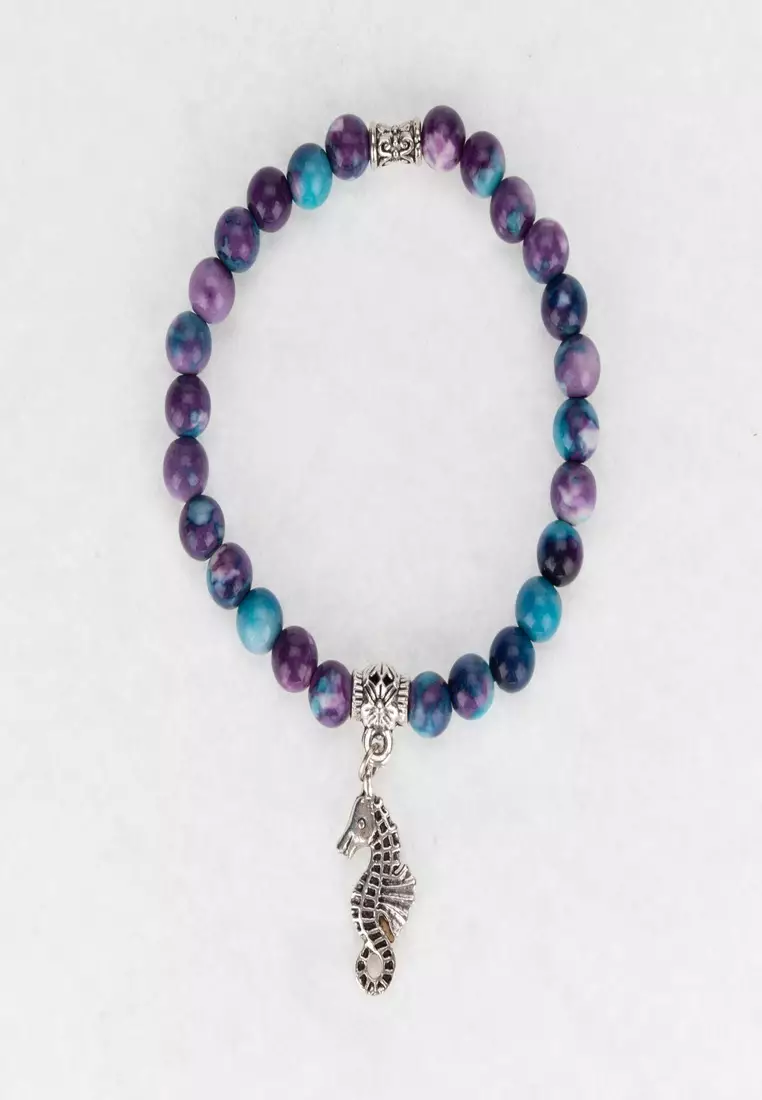 Buy Eve's Chic Ocean Jasper Crystal Bracelet With Seahorse Charm 2024  Online