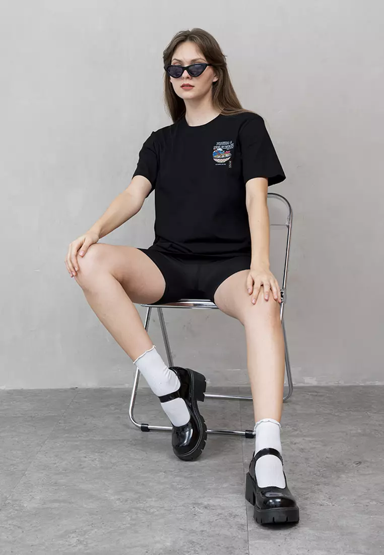 Kaos Hitam t shirt polos wanita houseofcuff motif fresh