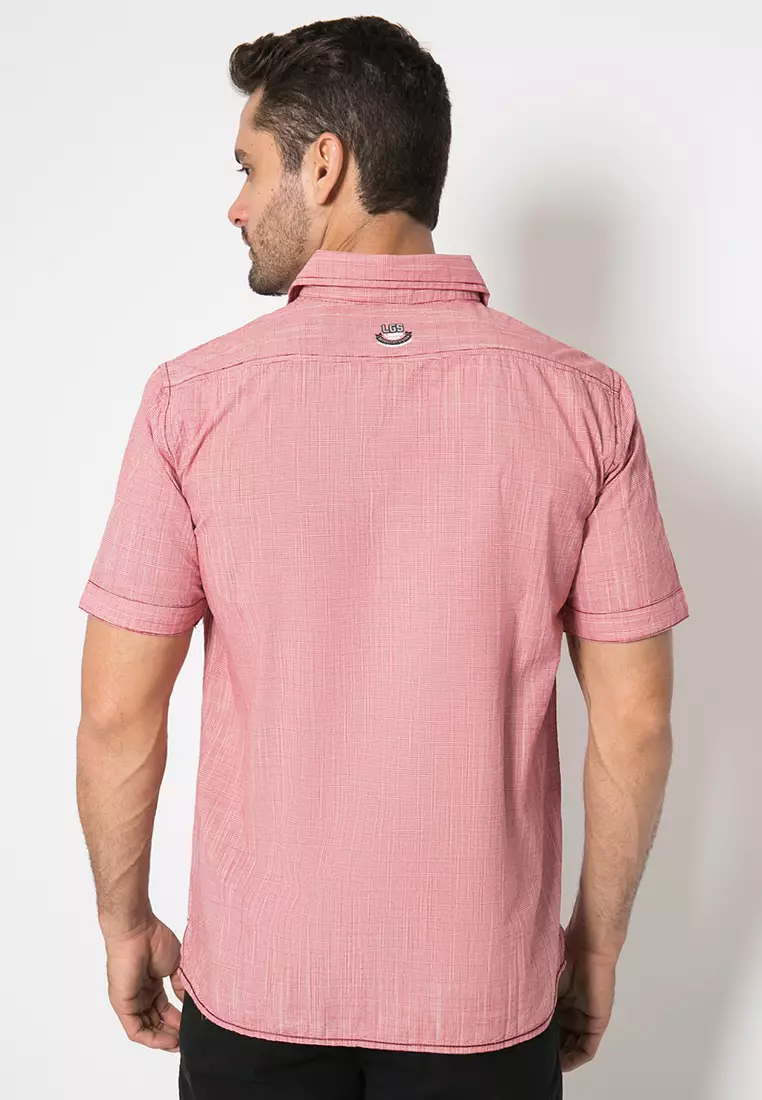 LGS Kemeja Casual Pria Warna Pink Motif Garis Tipis CSH.270.S570.1071