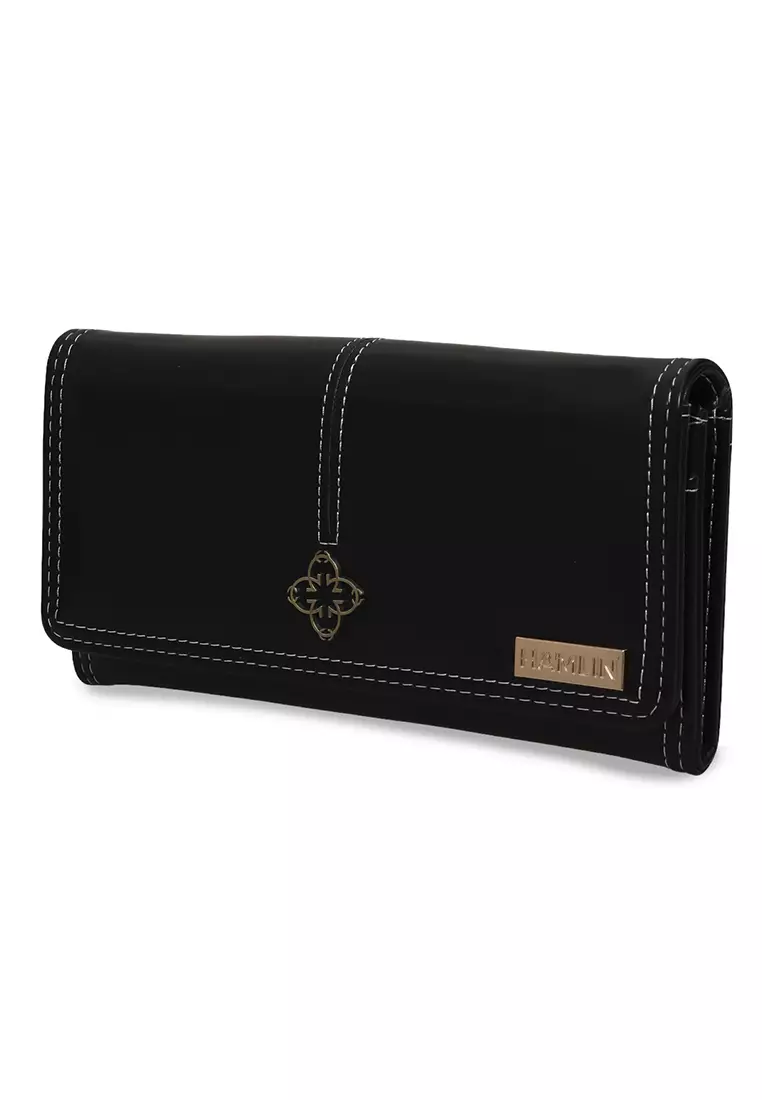 Dyara Dompet Lipat Wanita Long Design Casual Wallet Elegant Many Slot Material Leather ORIGINAL - Black