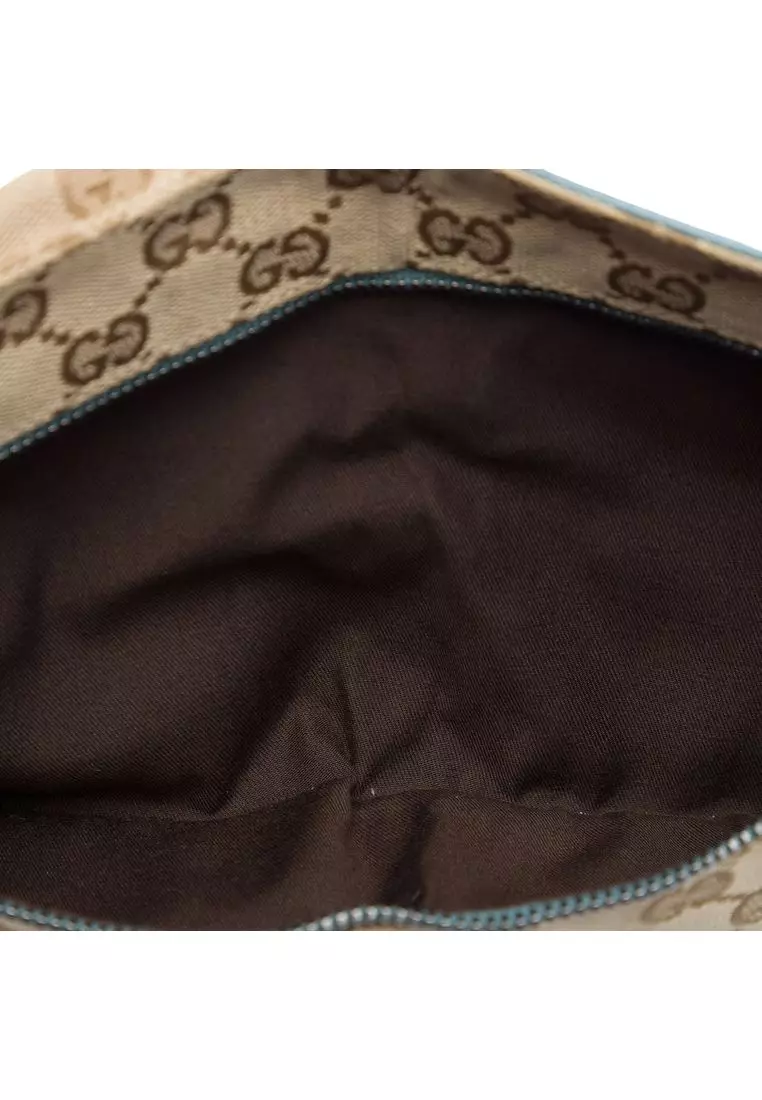 Pre-Loved Gucci Gg Canvas Web Double Pocket Belt Bag