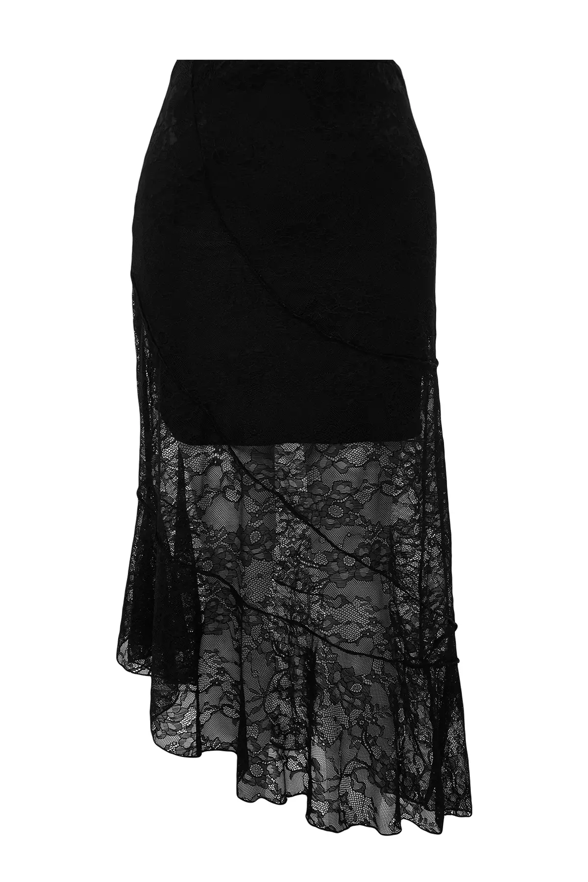 Asymmetrical Lace Midi Skirt