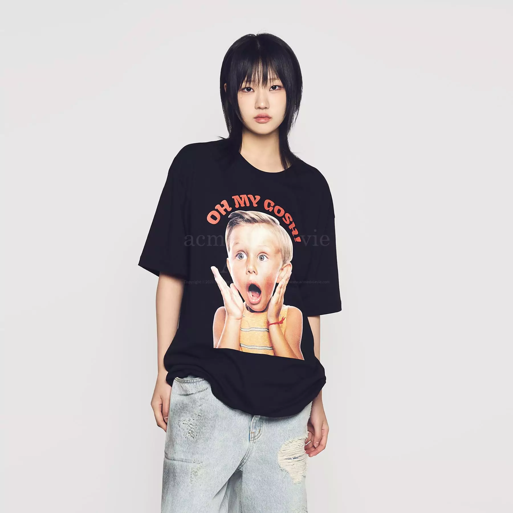 Tシャツ・カットソー ACME DE LA VIE BABY FACE SCREAM BOY SHORT SLEEVE 4BUK076 Jual Acme De La Vie Baby Face Pink Short T-Shirt Girl Short