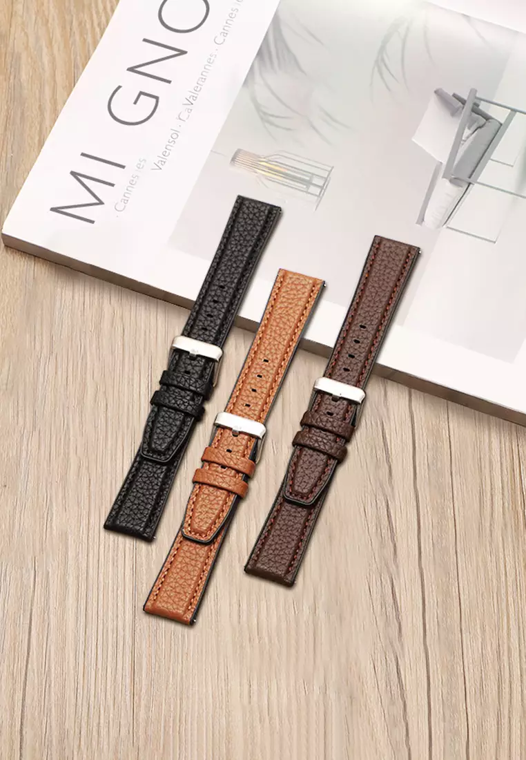 Tali Kulit Pria Leather Strap 22mm Premium Leather Tali Kulit-brown 22mm