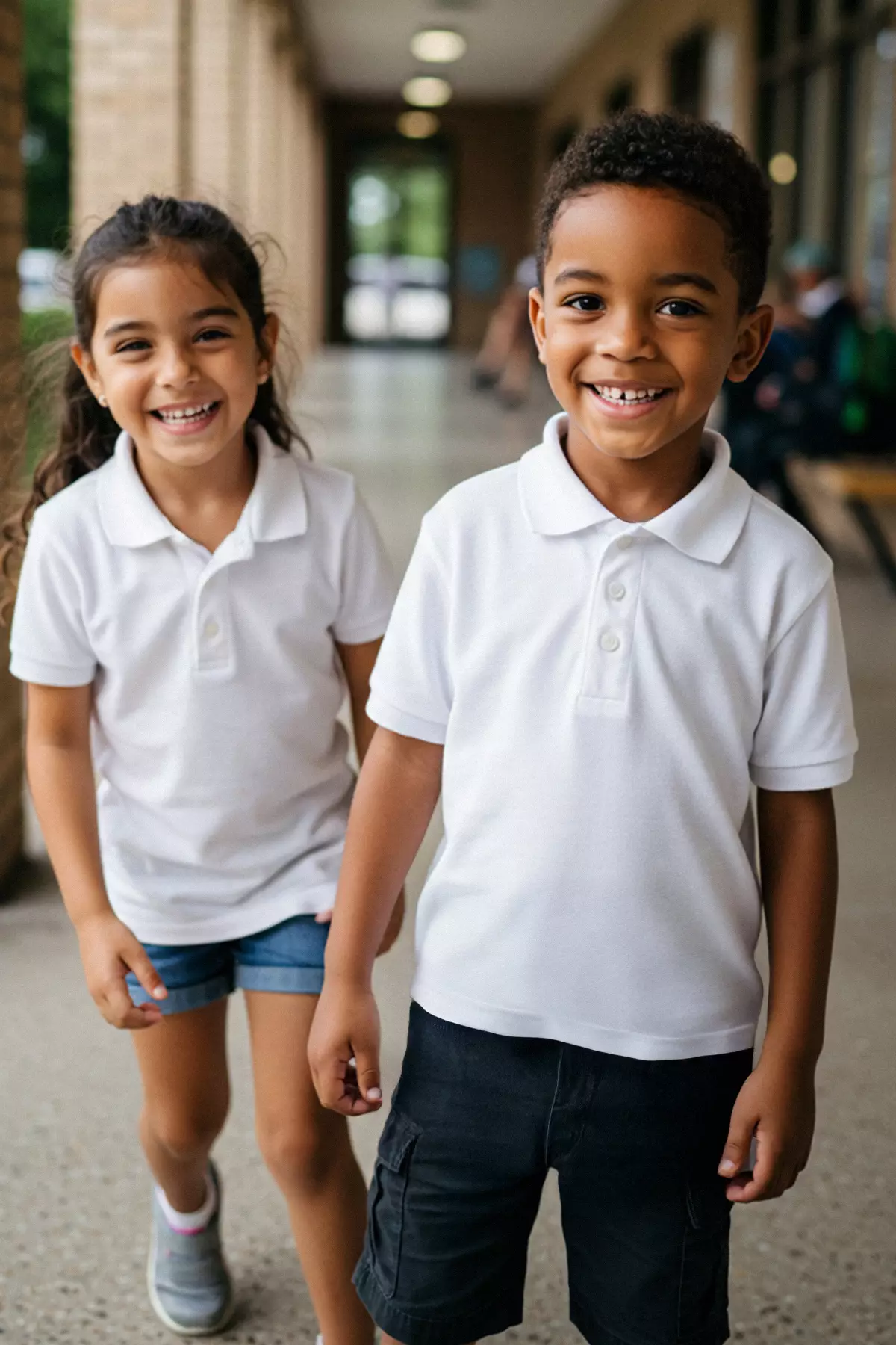 Unisex White Polo Neck Knitted T-Shirt Set Of 2 - Short Sleeve Tkdss24Ts00023