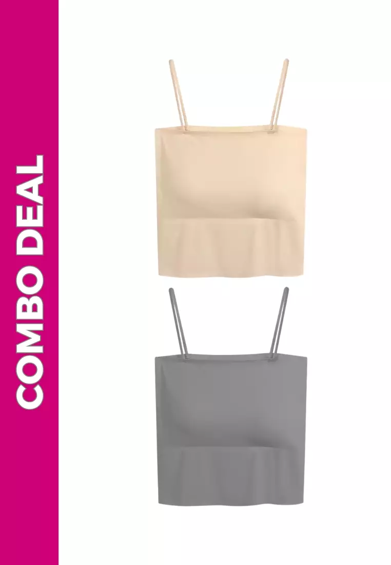 2 Pack Premium Arina Ice Silk Bralette Inner Top Tube in Grey and Nude