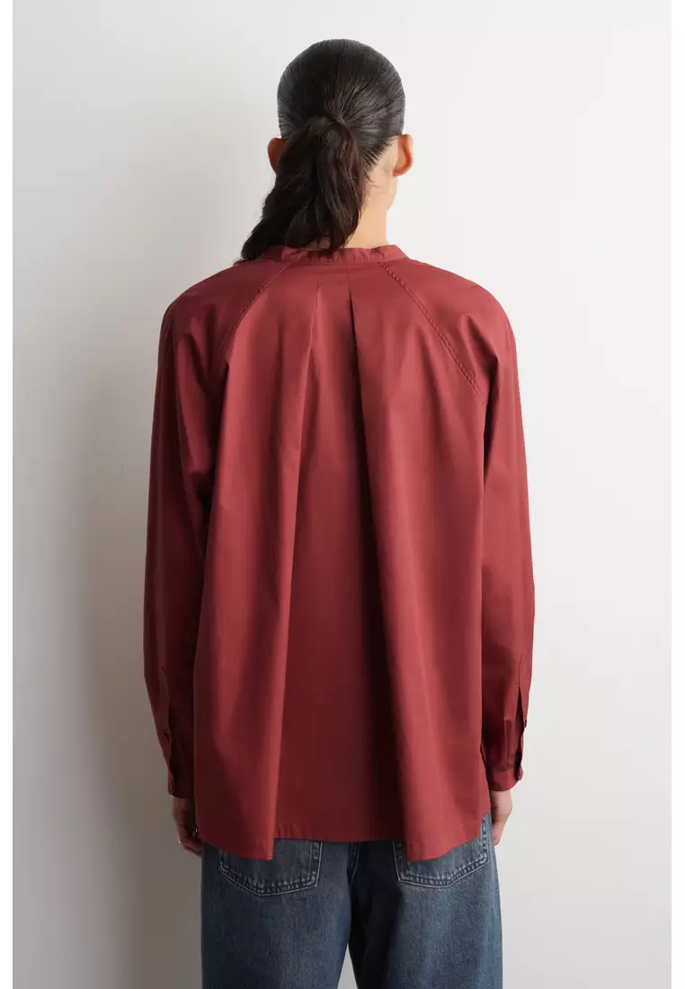 GRANDAD-COLLAR COTTON SHIRT