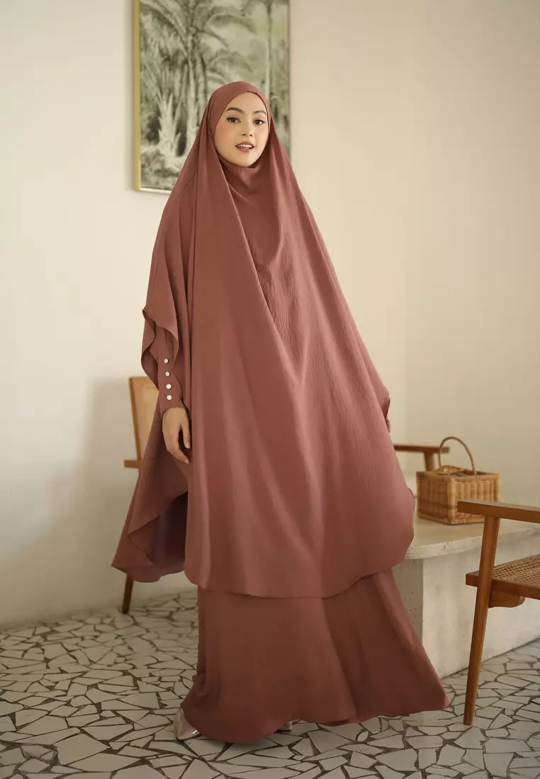 Cotton Bee - Yadira Abaya | Dress Gamis Muslimah Khimar - Burnt Brick