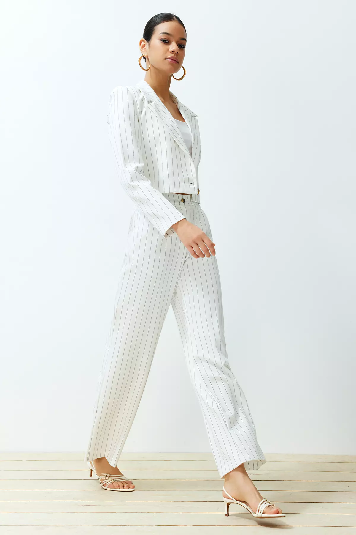 High Waist Stripe Trousers