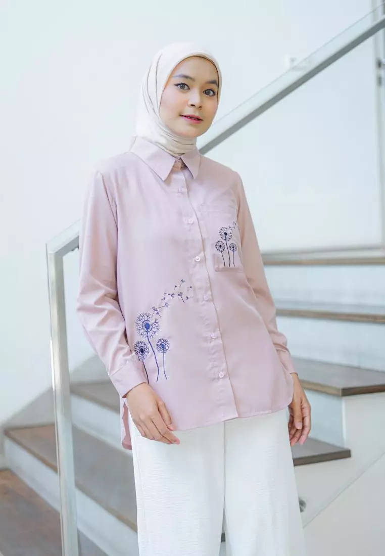 Azzura Embroidery Blouse Dusty Pink