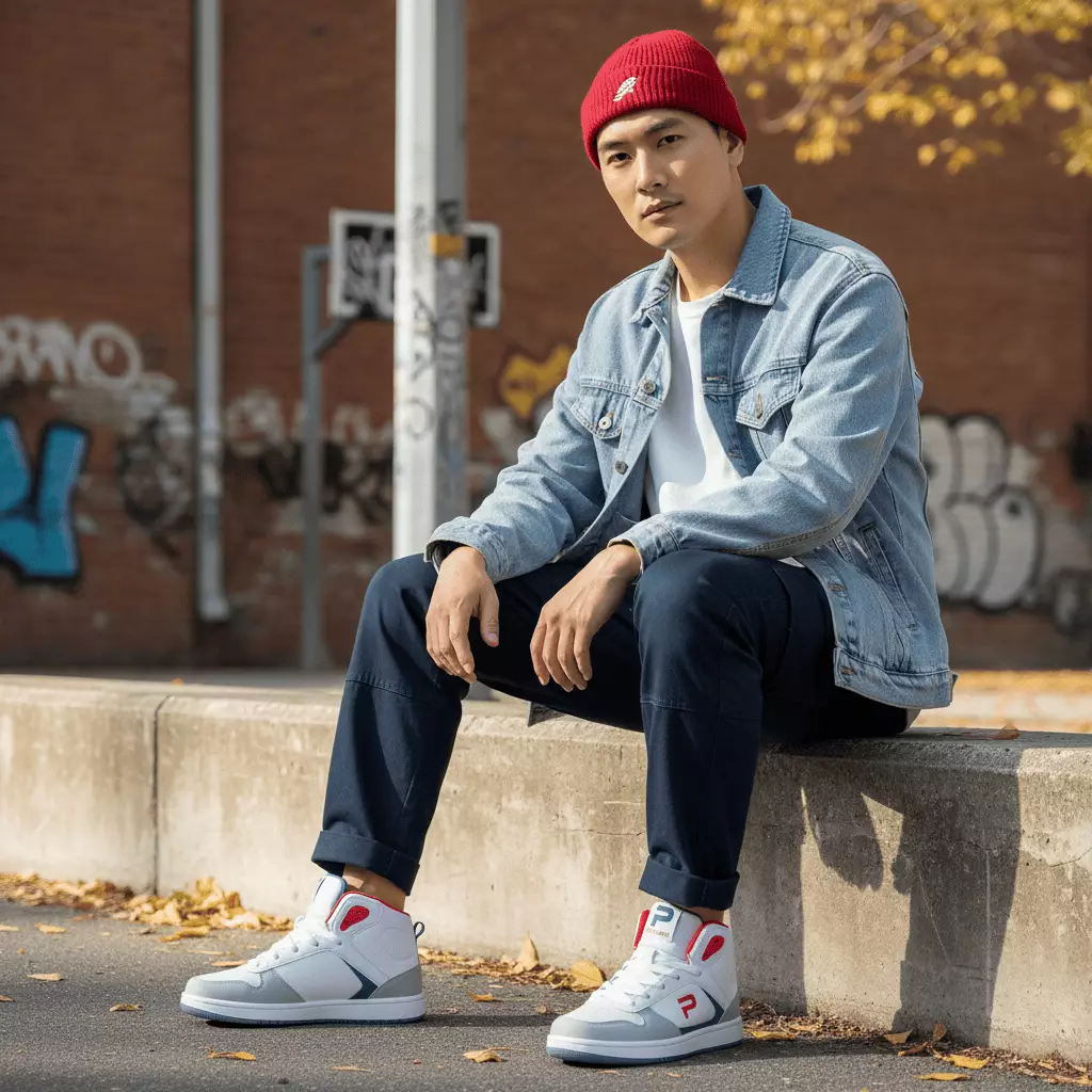 PAULMAY - Sepatu Sneakers Pria Lisbon High - Grey Red