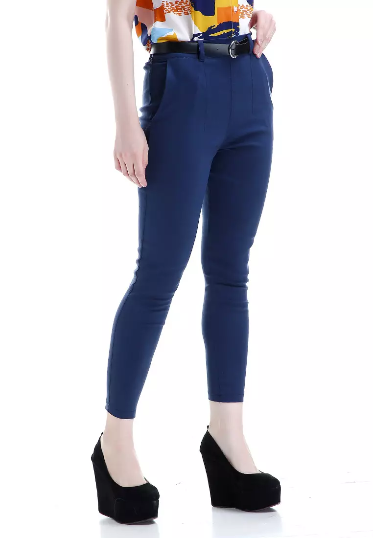Hazel Celana Chino Wanita Bawahan Kasual Baggy Pants Woman - Navy