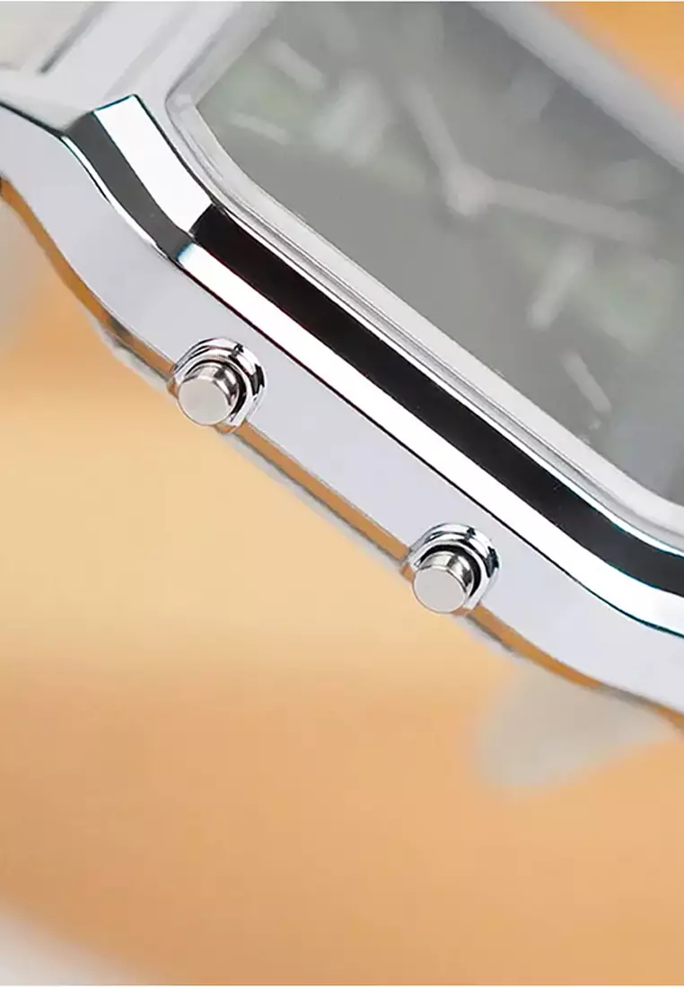 Vintage Unisex Analog-Digital Watch AQ-230A-3AMQY Silver Stainless Steel Strap