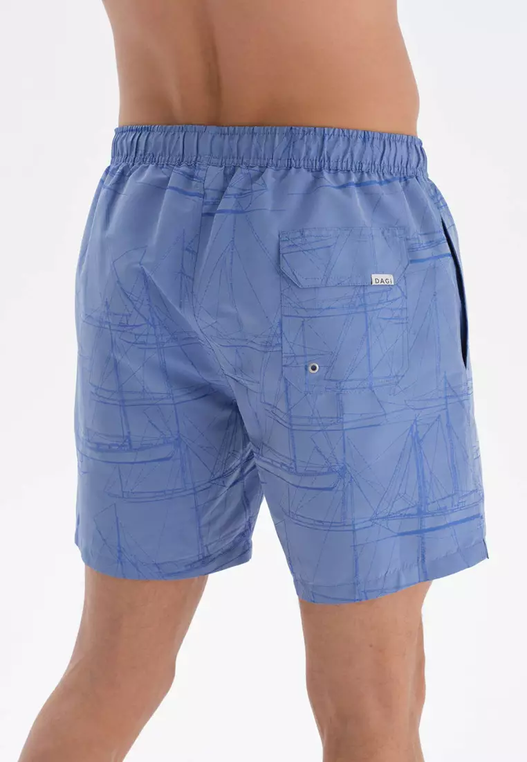 Indigo Shorts, Sail Printed, Regular Leg, Swimwear for Men