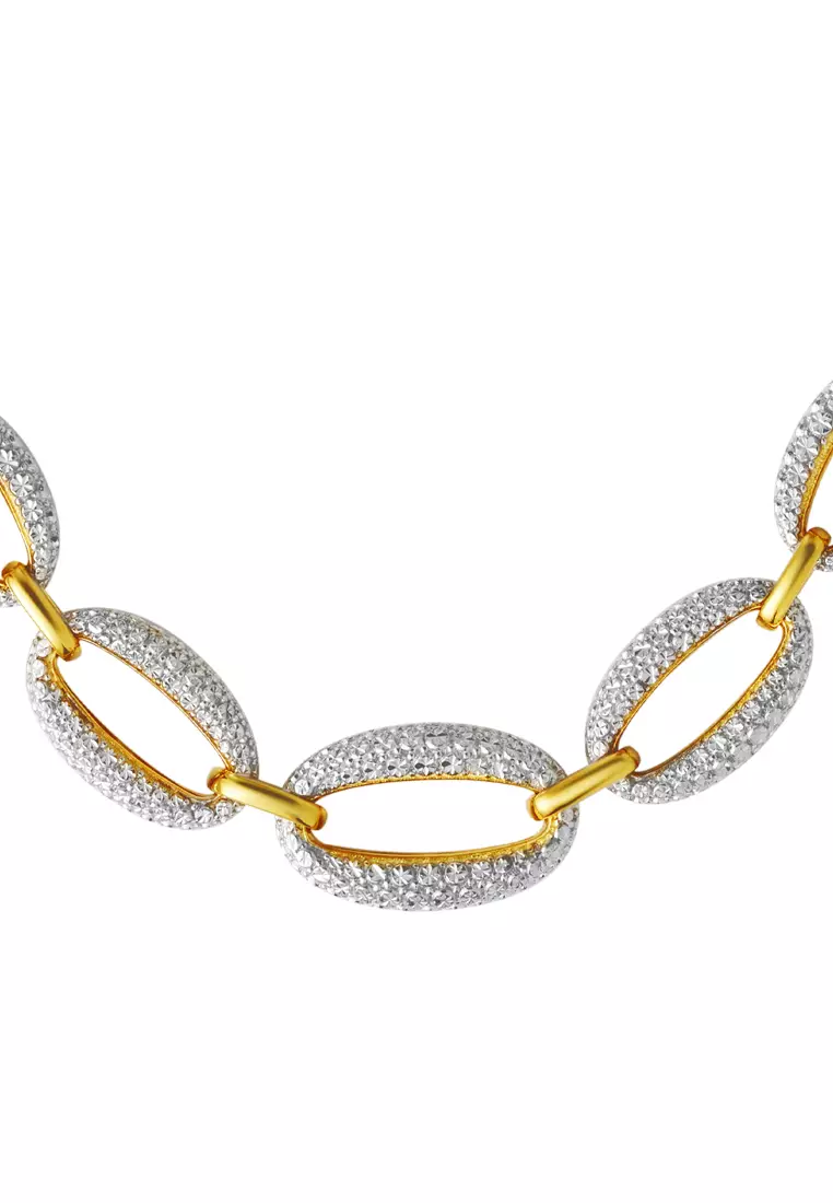 TOMEI Diamond Cut Collection Refined Oval Necklace, Yellow Gold 916