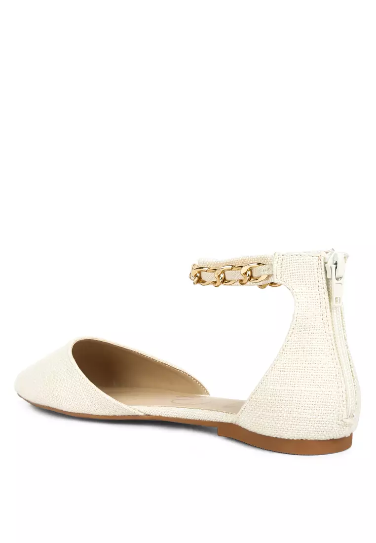 Buy London Rag Off White Chain Embellished Flat Sandals Online | ZALORA ...