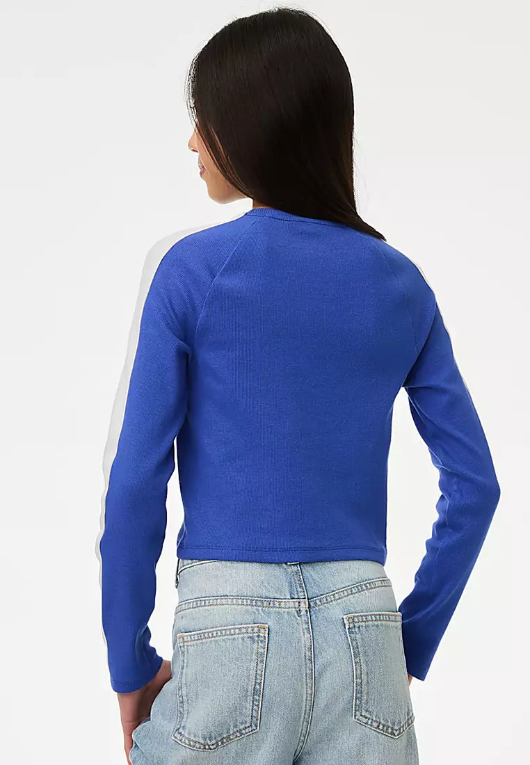 Cotton Rich Graphic Ribbed Top