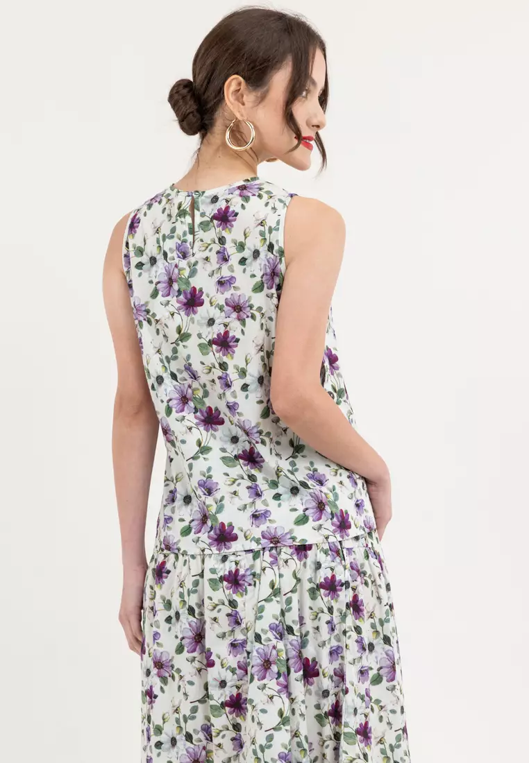 London Floral Blouse with Side Buttons