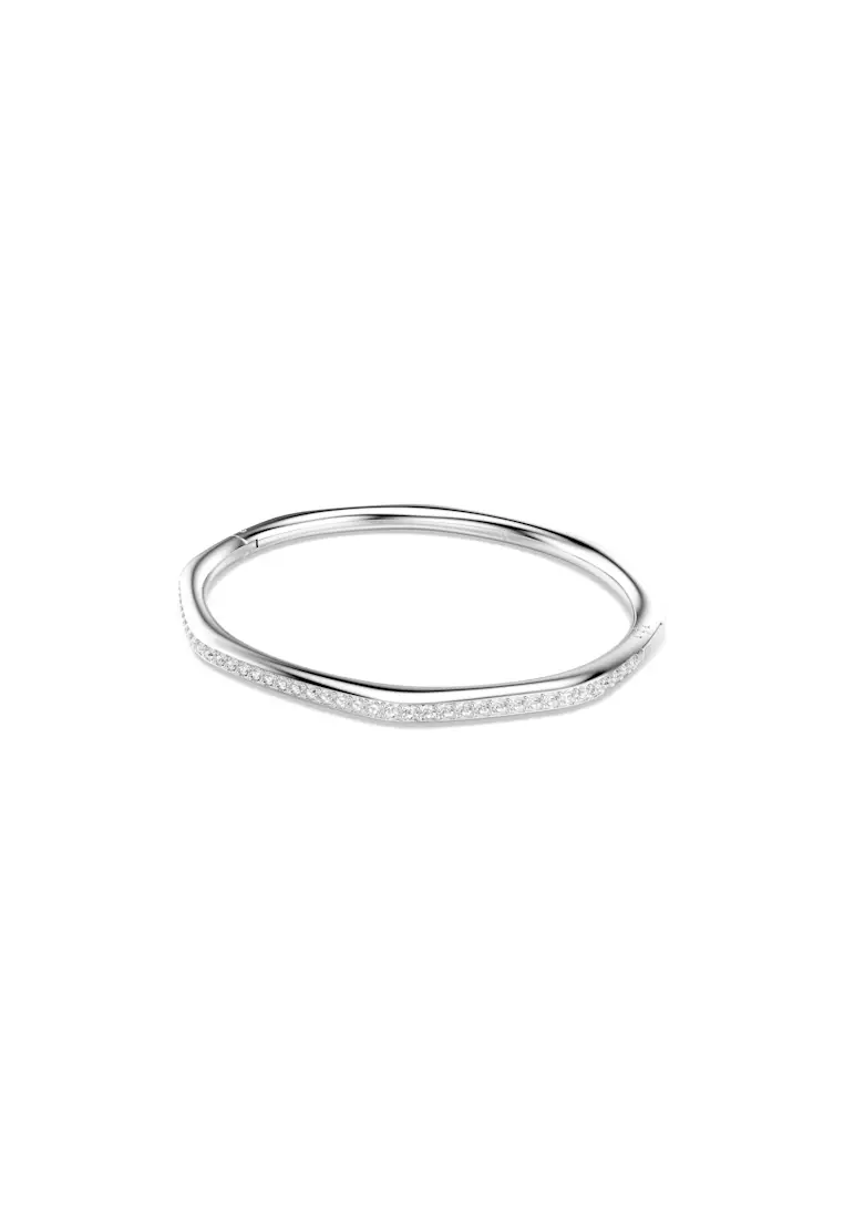 Dextera bangle, Octagon shape, Round cut, White, Rhodium plated