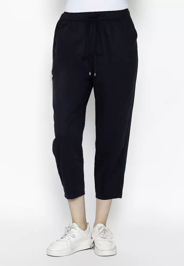 Urban Exchange Gianna Black Tapered Pants - Casual Pants Celana Panjang Hitam Warna Black