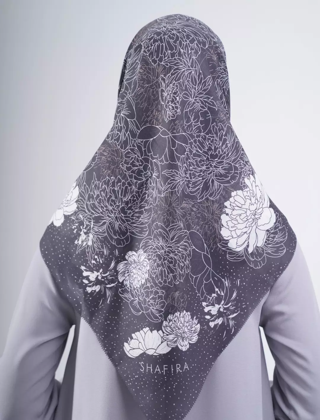 Cezia Printed Scarf Black | Hijab Kerudung Segi Empat Motif