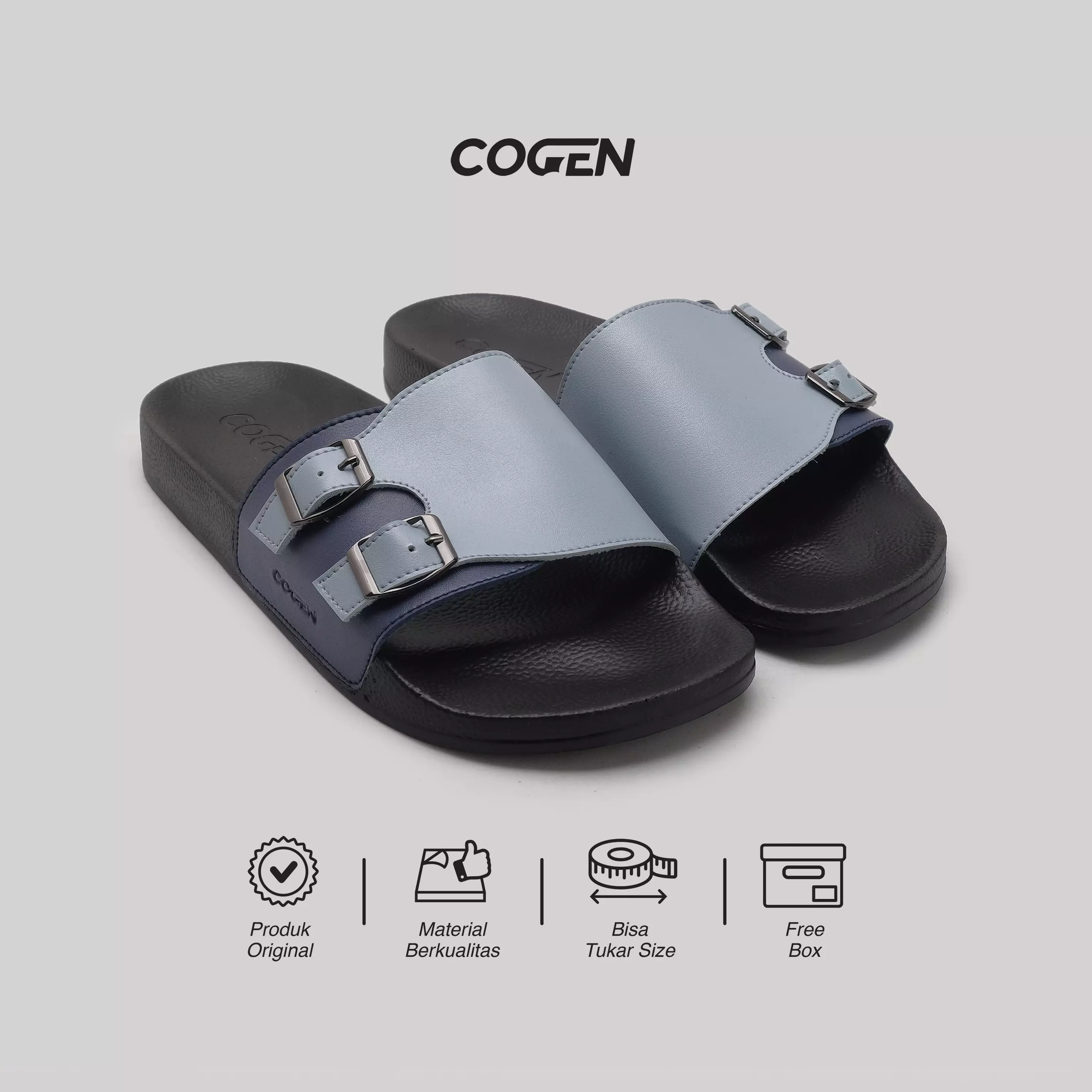 Cogen Sendal Slop Pria Casual Slide Cowok Slip On Nano Series Blue Warna Nano Blue