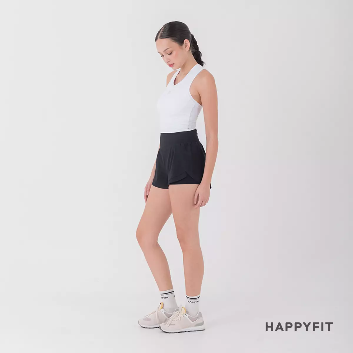 HAPPYFIT Ribbed Align Tank Bra White