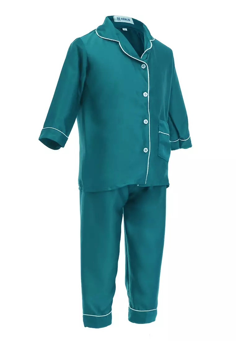 Joyce Piyama Anak Unisex Lengan Panjang Kids Pajamas Motif Polos Material Satin ORIGINAL - Tosca