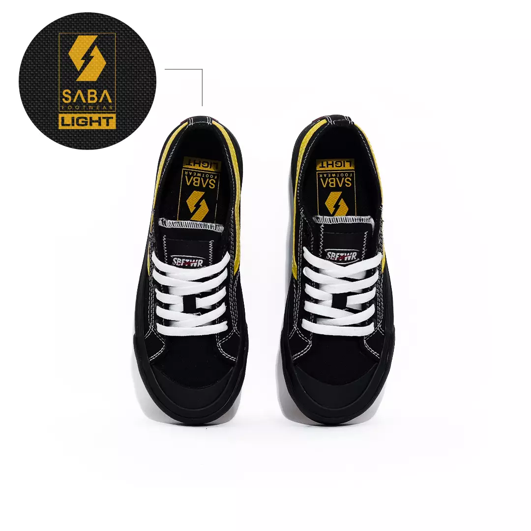 SABA Veloz Low Light Black Yellow - Sepatu Sneakers Casual Pria Wanita