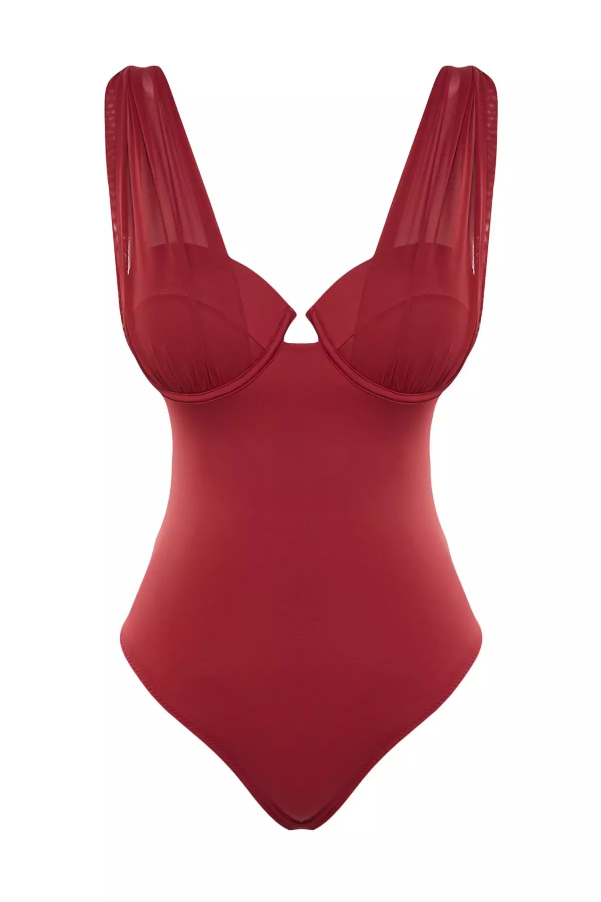 Buy Trendyol Claret Red Underwire Mesh Detailed Regular Leg